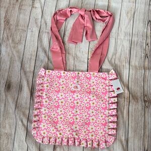 Elle Nicole Pink Floral Ruffle Tote Bag NWT Spring Daisy Satin Handles